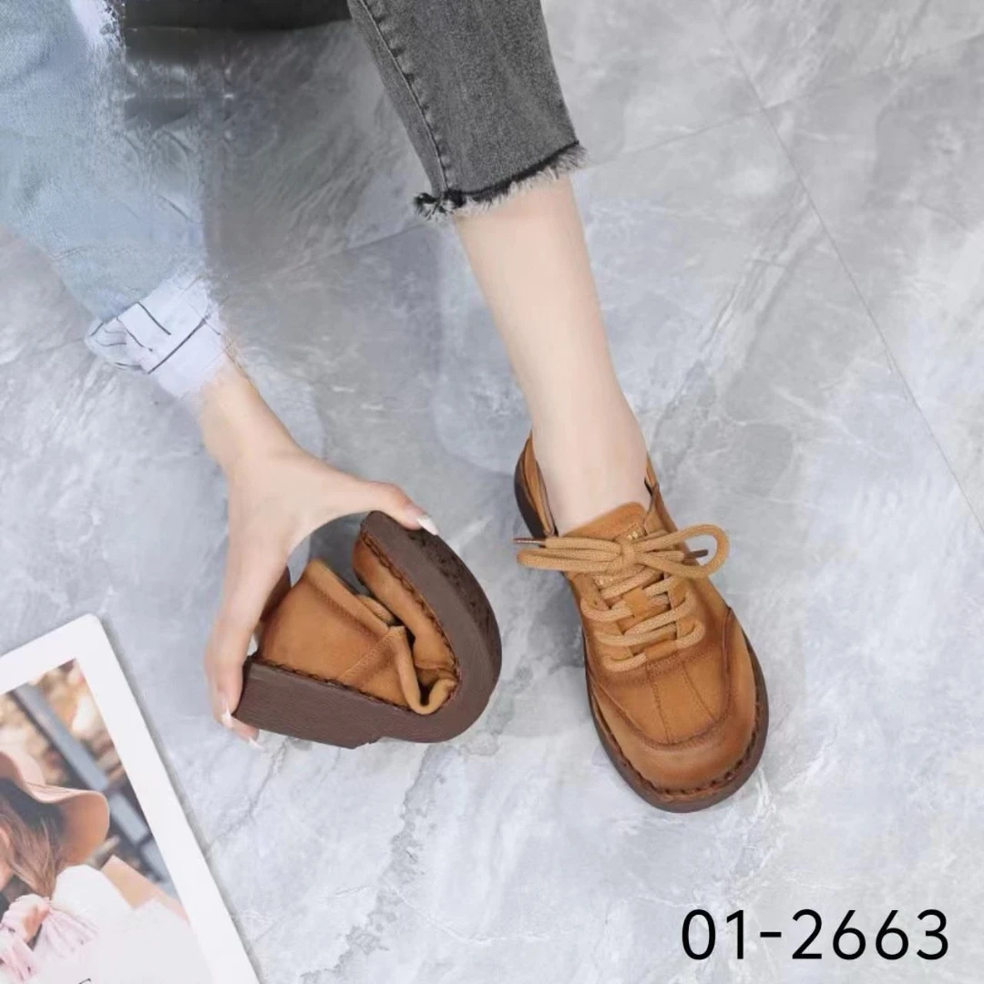 路易保罗实体鞋店休闲百搭复古时尚单鞋女士系带耐磨软底