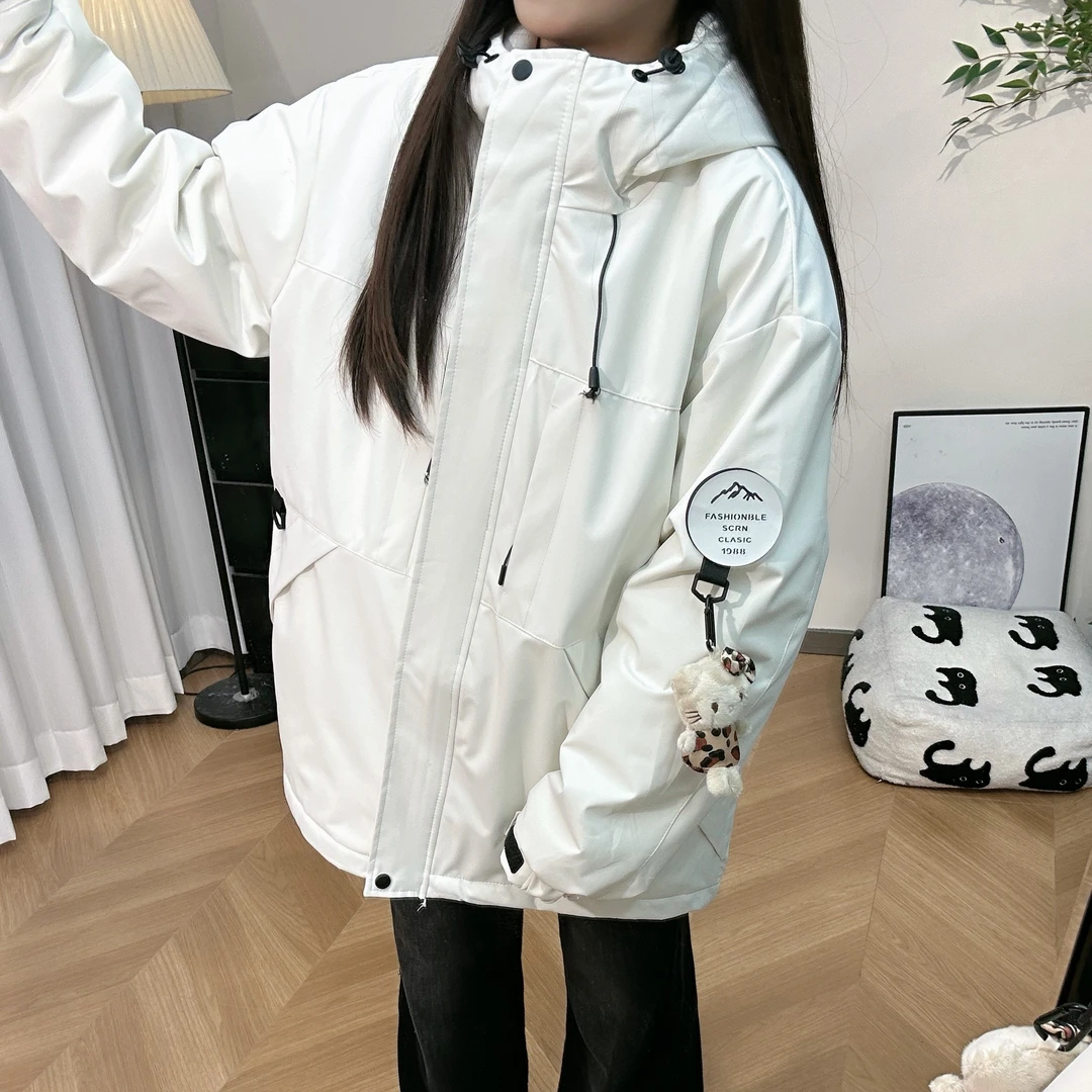 冬季新款菱格加棉机能风连帽百搭冲锋衣（送KT挂件）6001