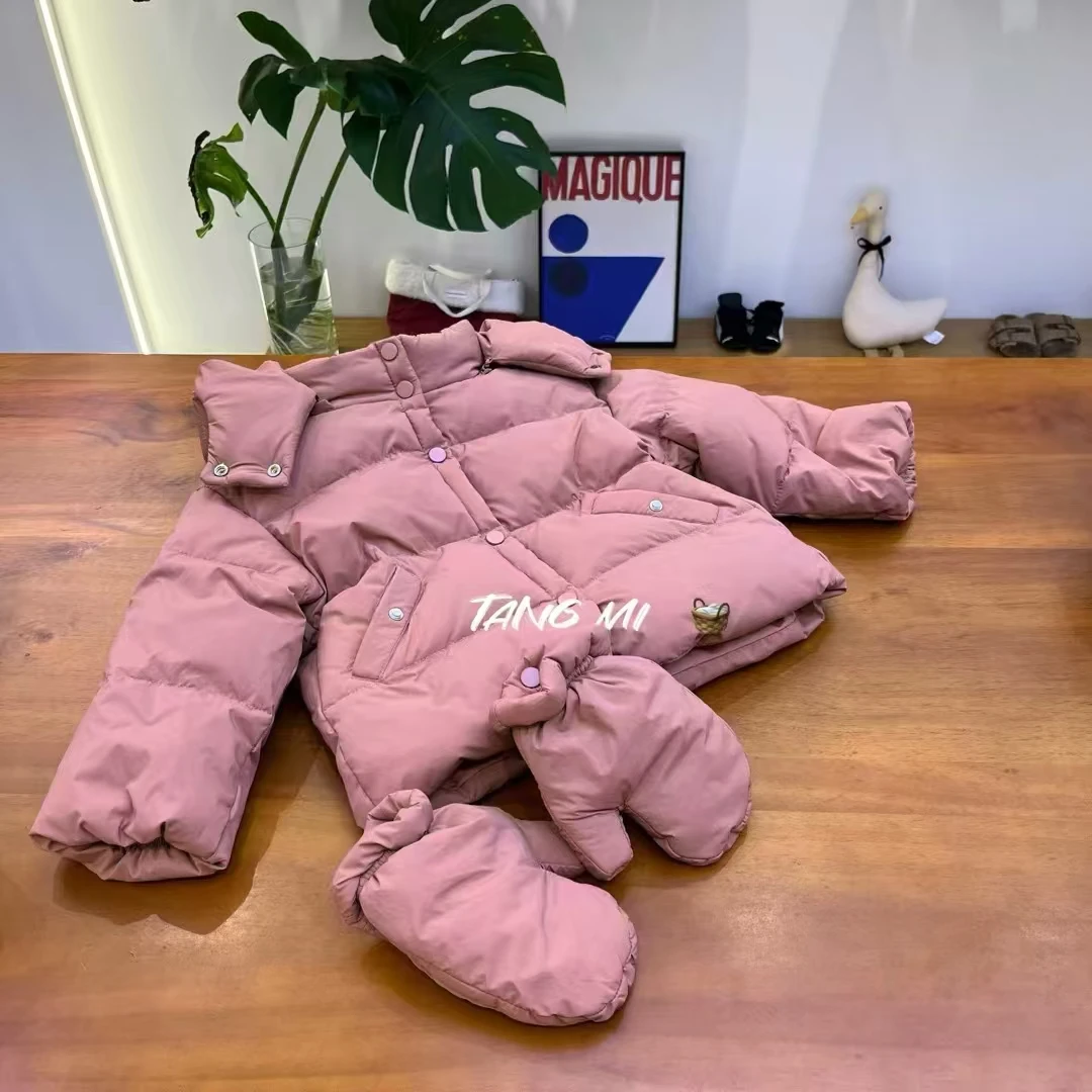 菜菜家童装tm桔色手套羽绒服81602