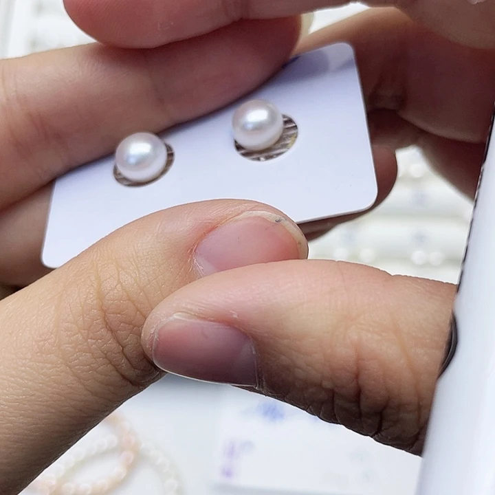 淡水珍珠耳饰银S925镶嵌樱*