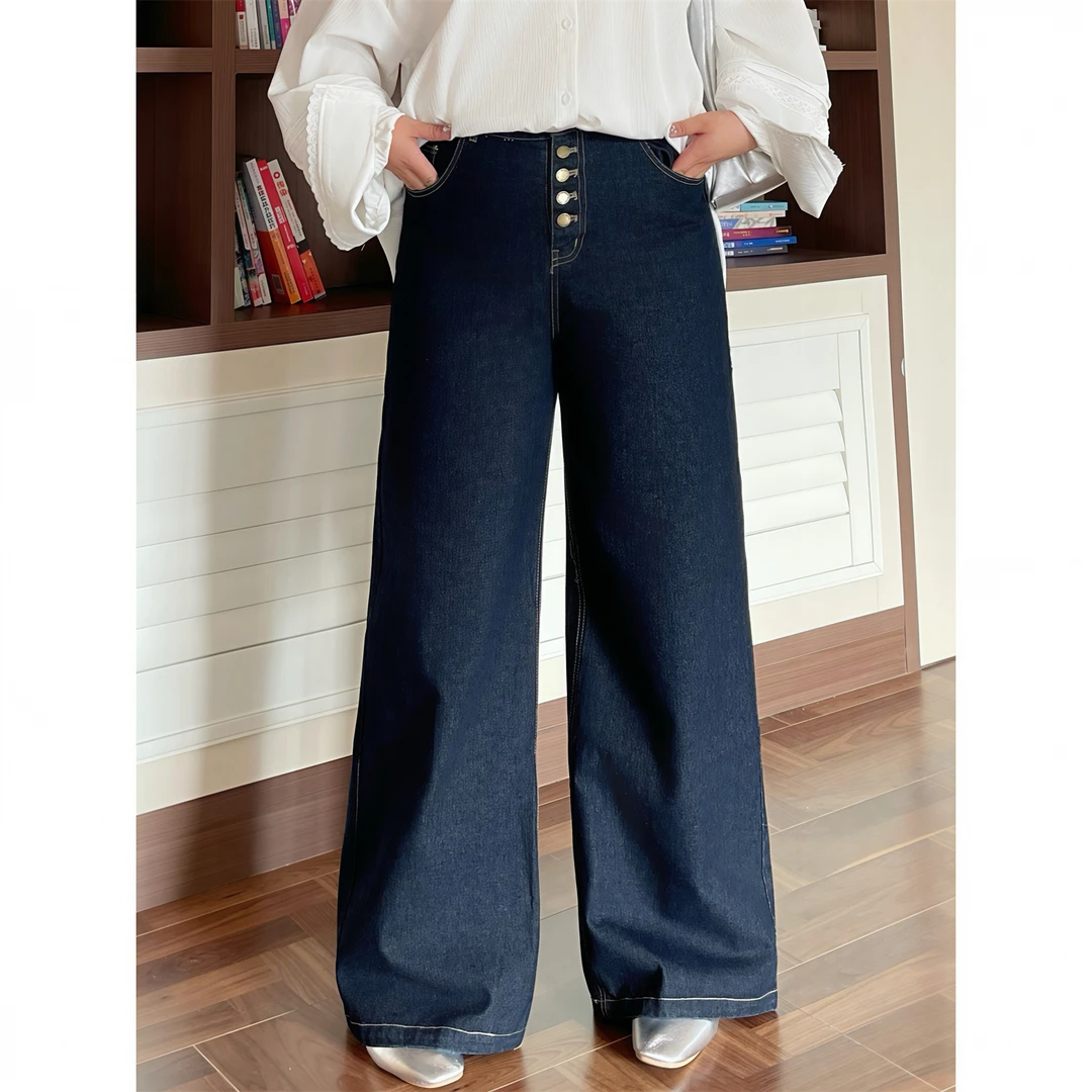 断码捡漏~大码女装秋季简约花契200斤胖mm慵懒风牛仔裤15664-C