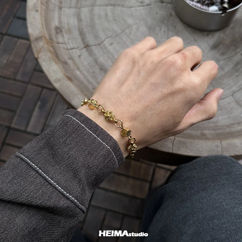 钛钢手链 原创日系复古筛子男高级感男女嘻哈潮流欧美手饰男士