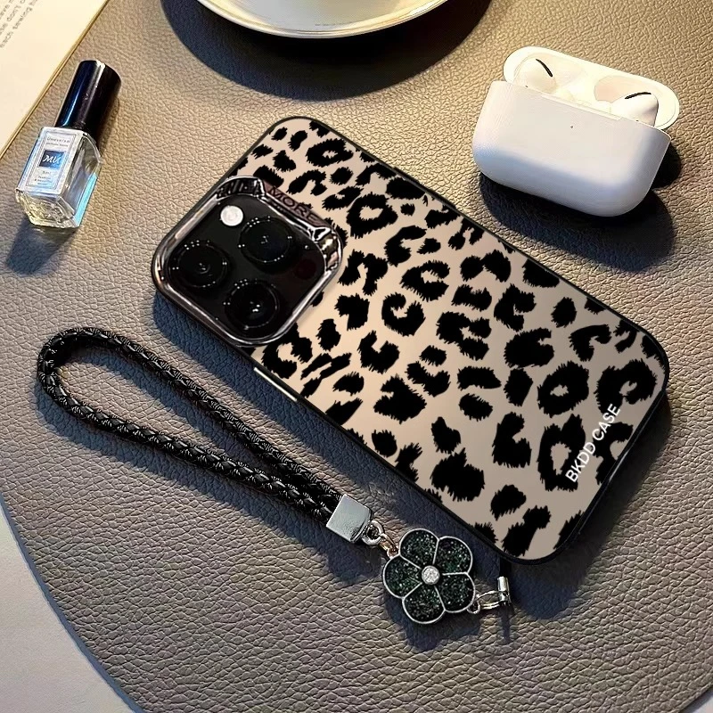 英文豹纹适用苹果17手机壳iphone16promax女15pro防摔14pro新款13