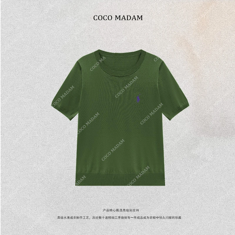 NIUNIU ·T-737 时尚小马刺绣圆领纯色T恤上衣