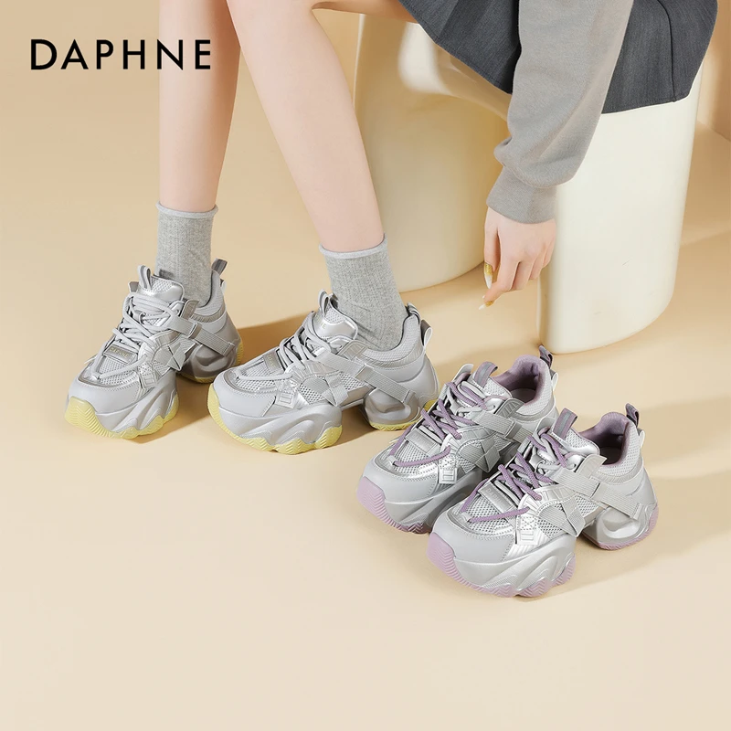 达芙妮鞋子女爆款2025春季新款超火厚底老爹鞋百搭增高运动休闲鞋