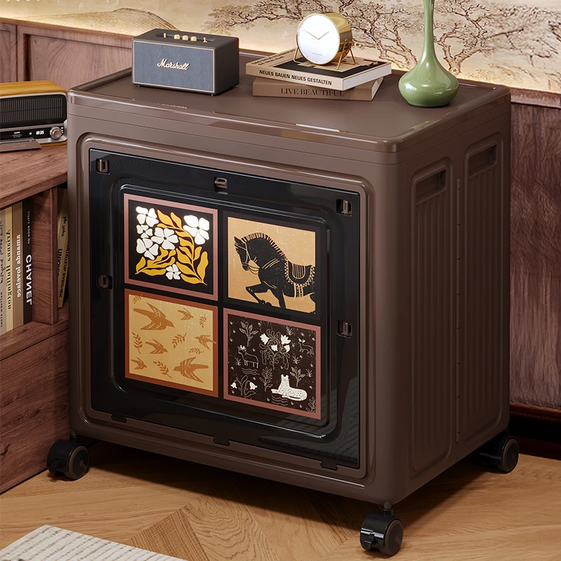 中古风衣物收纳箱超大容量翻盖整理箱折叠储物箱被子整理储物柜