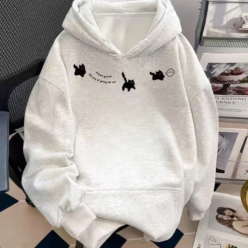 美式vintage连帽卫衣2025秋冬季新款设计感印花宽松休闲简约上衣