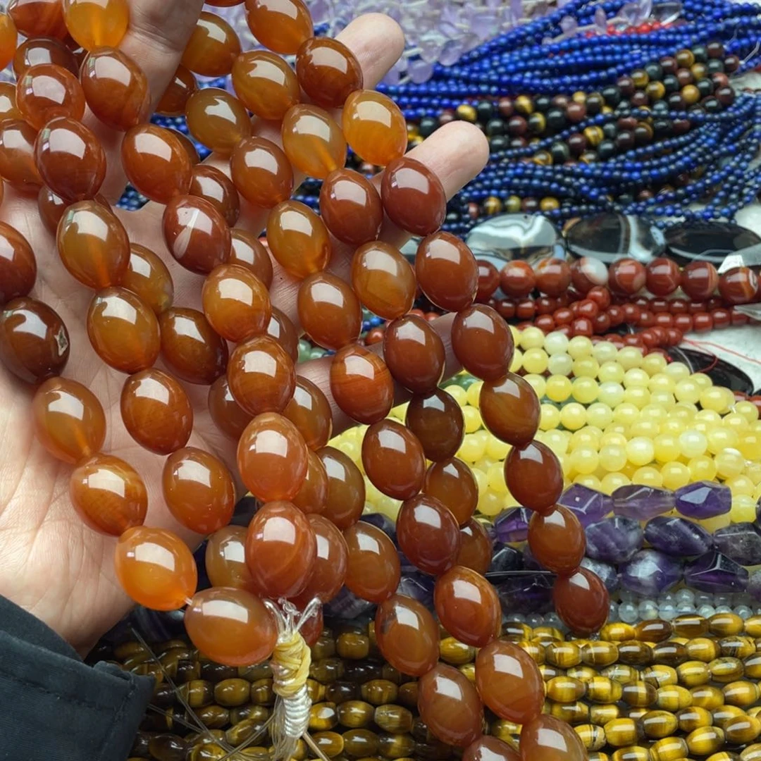 玛瑙/玉髓珠宝半成品未镶嵌随***～两条红玛瑙枣珠