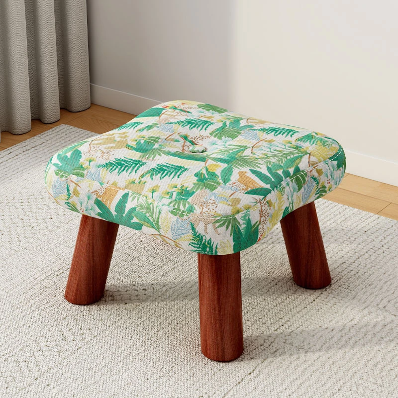 小凳子家用复古布艺板凳客厅茶几沙发矮凳创意软包坐墩成人换鞋凳