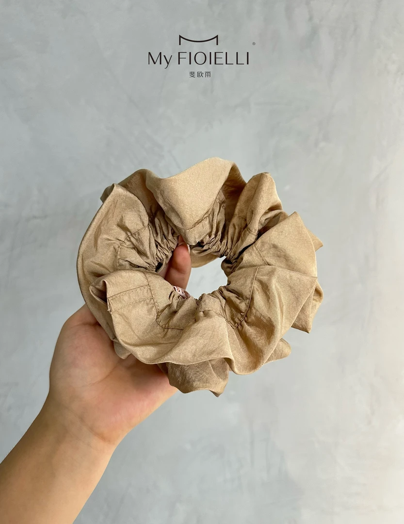 「MyFioielli｣纯色系户外面料双层~可调节松紧的猪鼻扣发圈FQ210