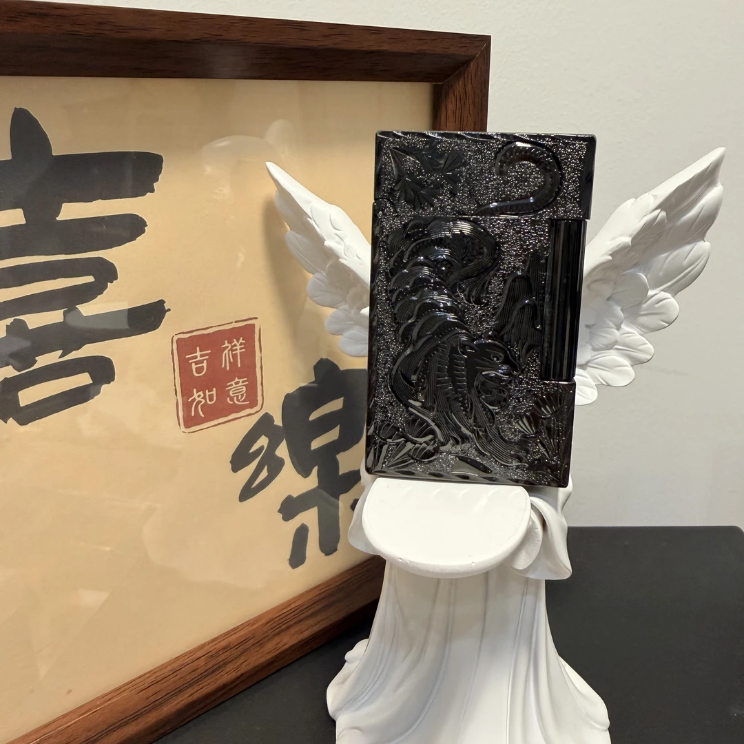 黑虎创意手工雕花青铜防风打火机男士高档送礼佳品