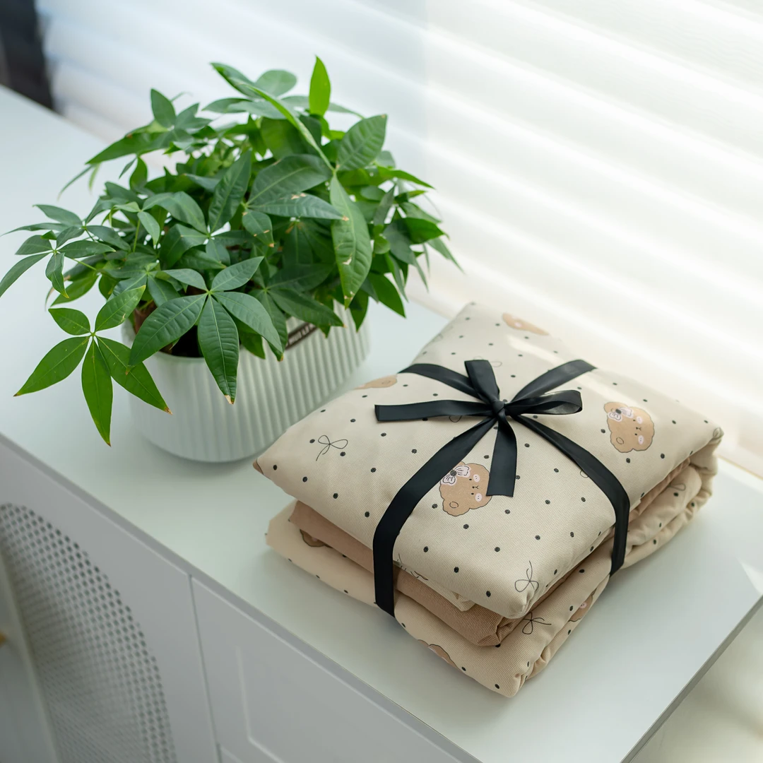 【京かわ会社】双层纱磨毛四件套 米熊