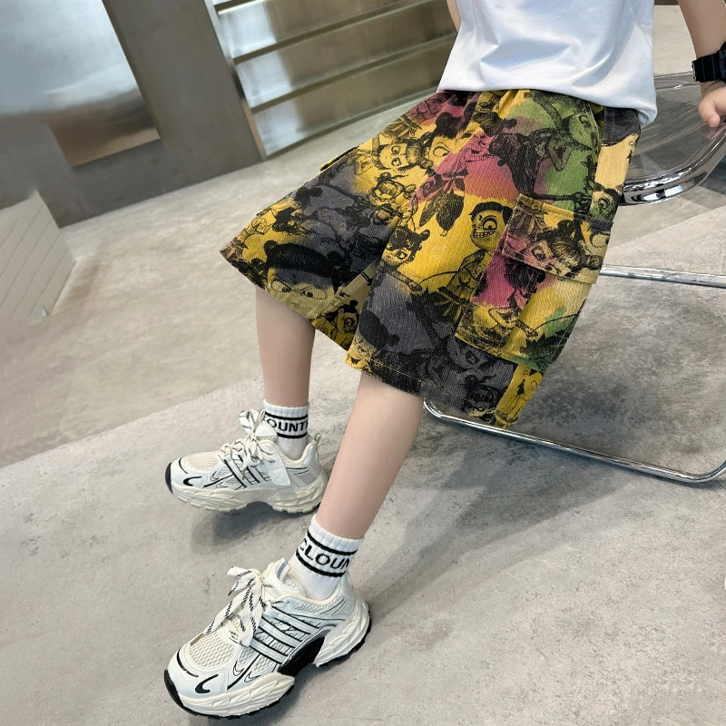 男童短裤夏季薄款五分裤儿童夏装中大童工装裤哪吒中裤时髦裤子潮