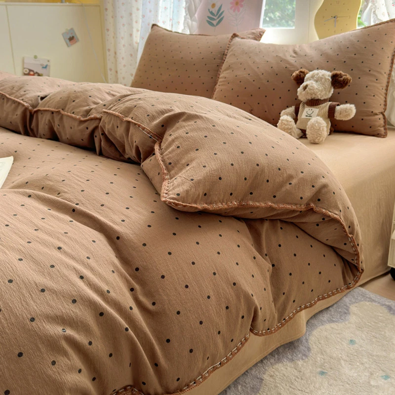 双层纱3件套2025新款床单床笠被套可裸睡宿舍家用床上用品四件套