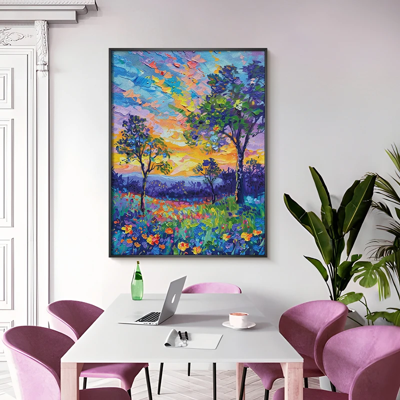 【盈浩】田园风景手工肌理油画客厅装饰画餐厅欧式过道卧室挂画