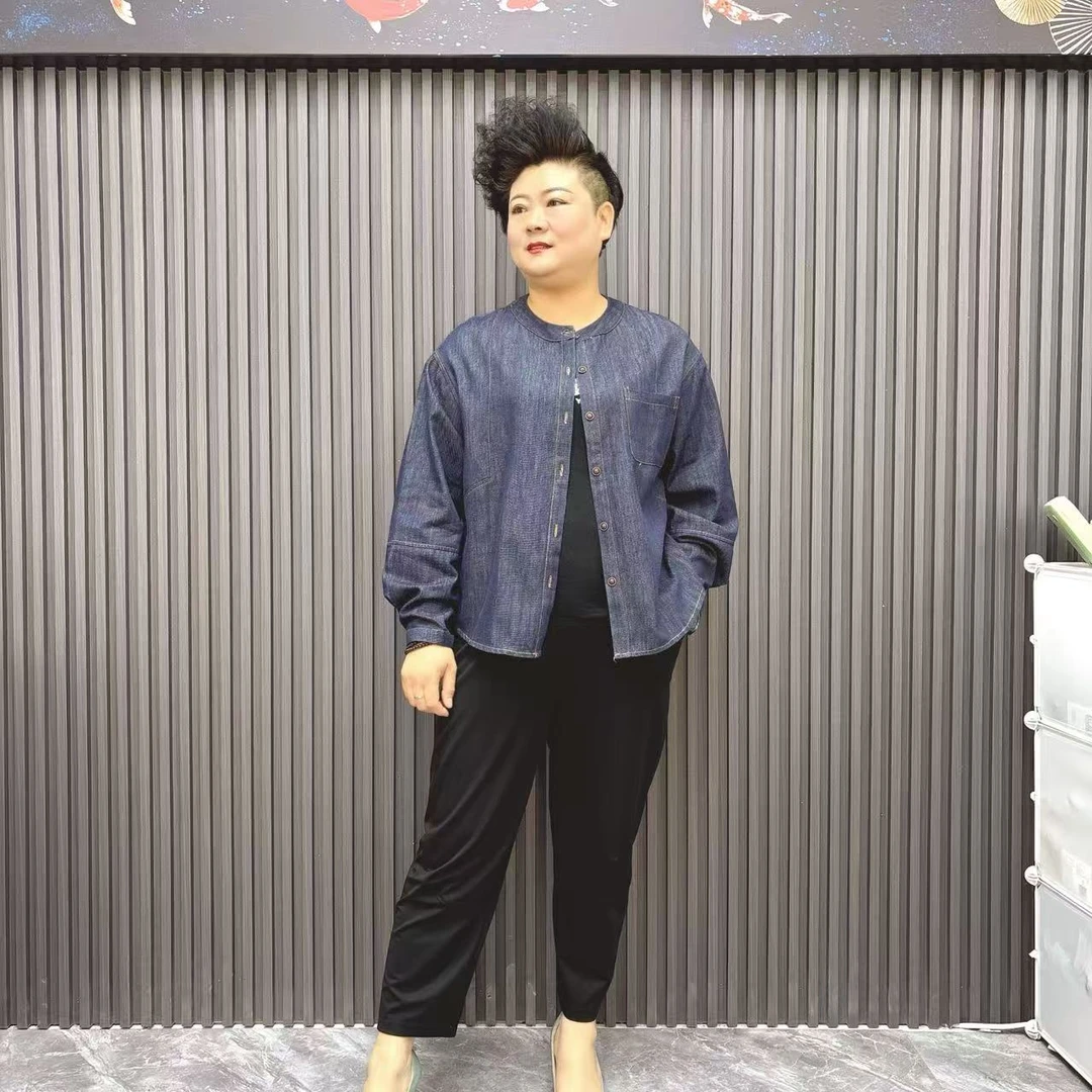 肥大码加大加肥早秋款季单片薄牛仔外套510款