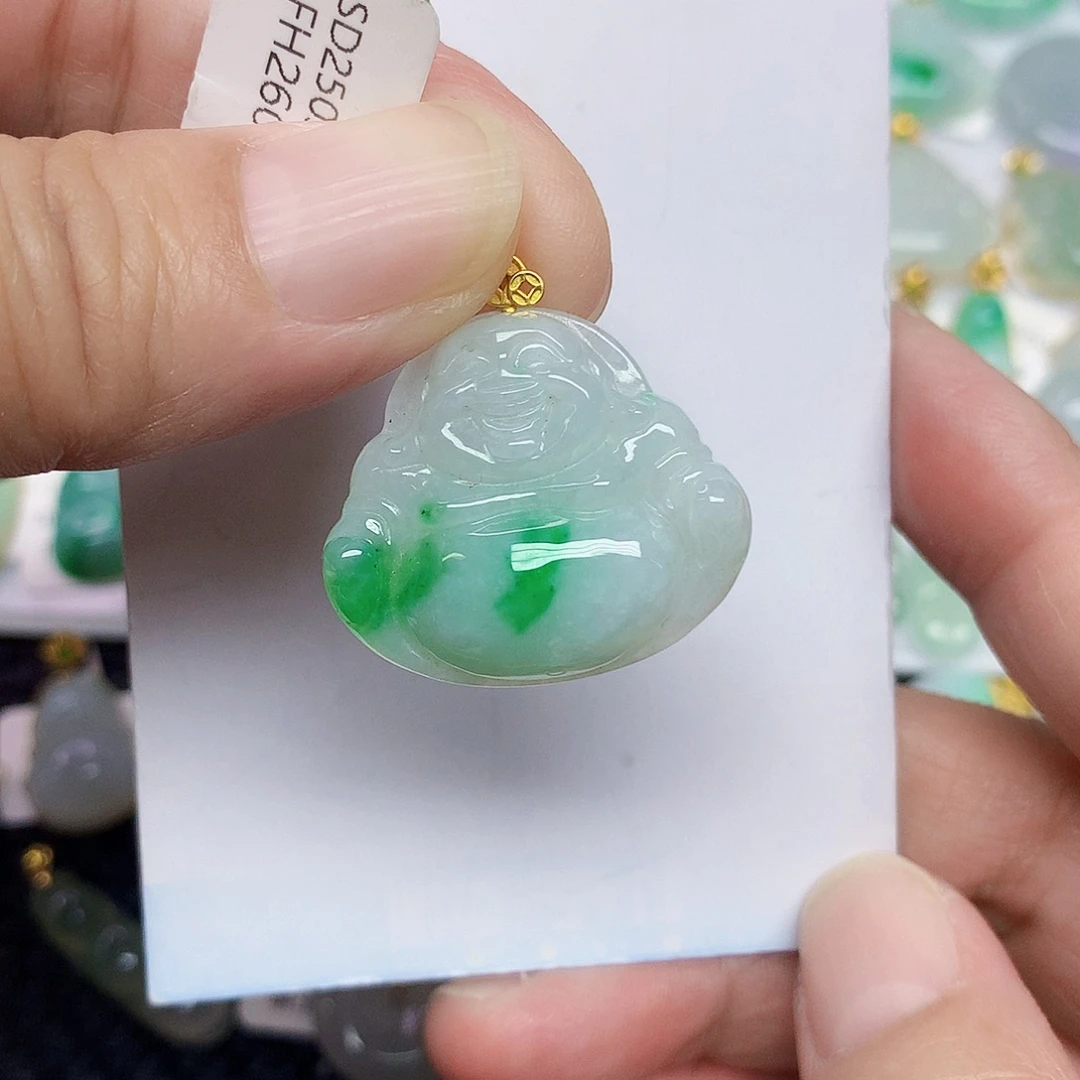 翡翠18K金镶嵌颈饰455789