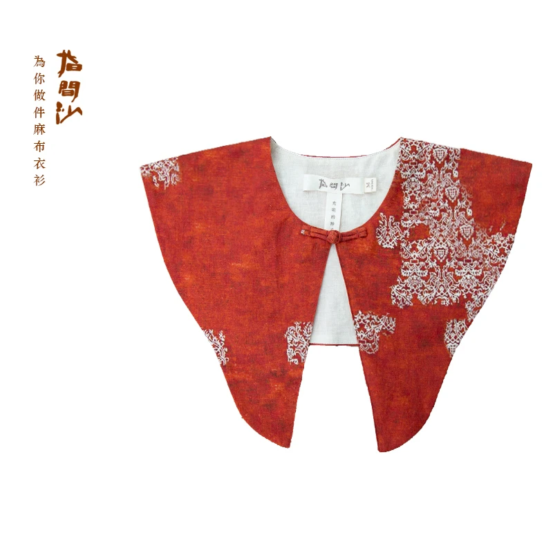 指间沙2513294原创女装25夏文艺印花中式复古云肩两面穿戴