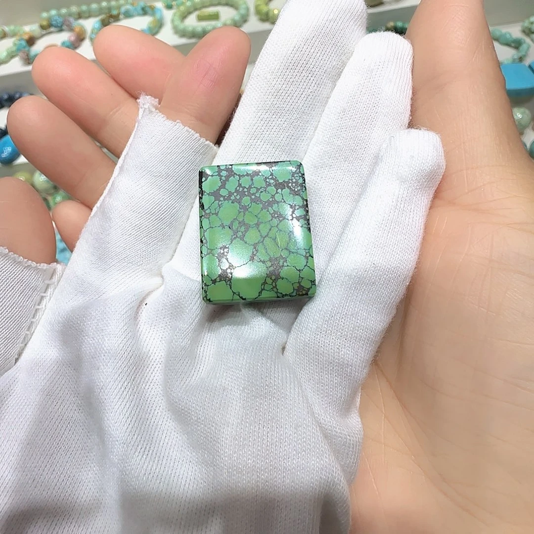 绿松石银S925镶嵌原矿绿松石