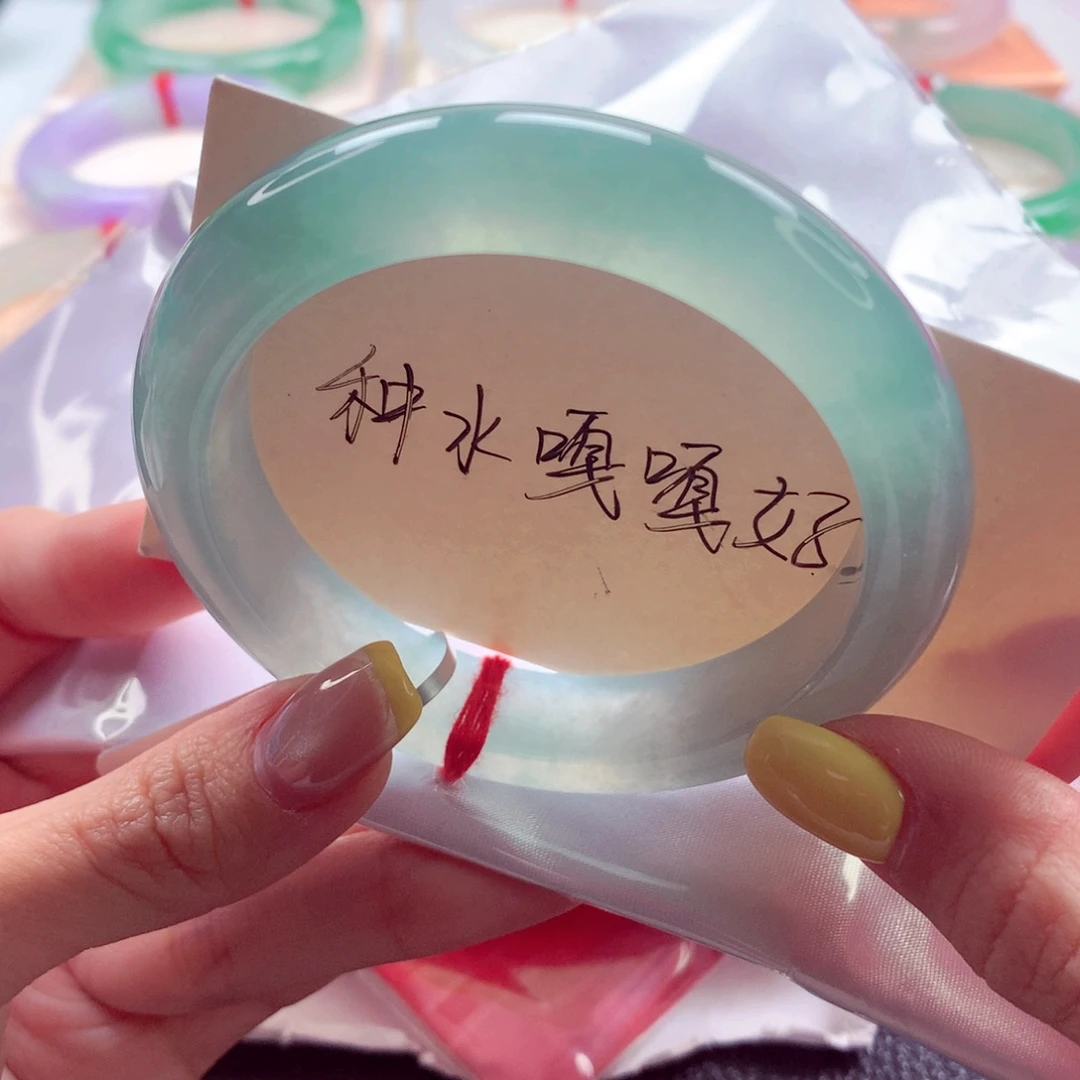 翡翠未镶嵌手镯56 冰蓝晴种水嘎嘎好 灵