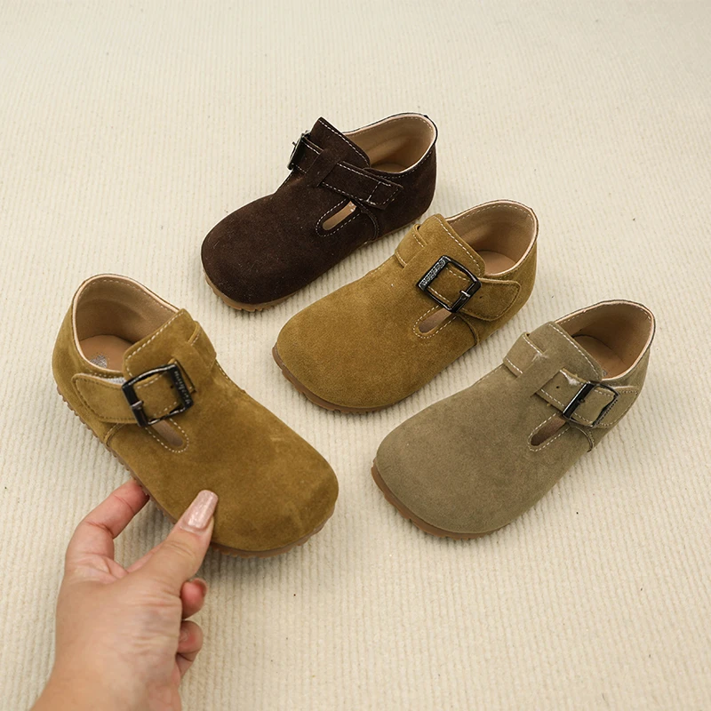 儿童勃肯鞋春秋新款小皮鞋中小童复古豆豆鞋6123