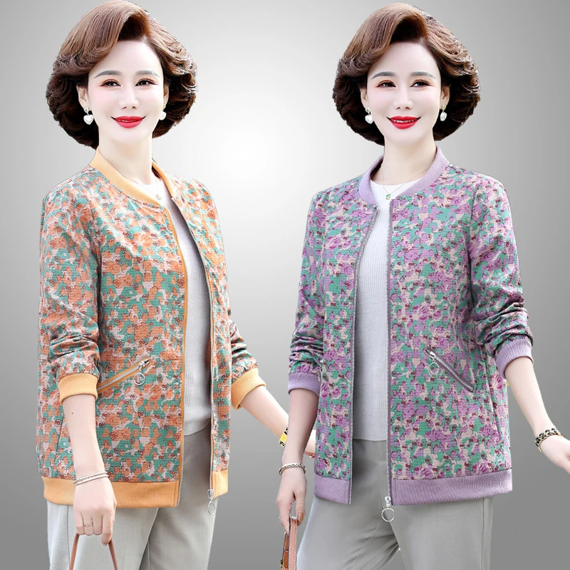 中年短款棒球服薄款外套女春季新款洋气休闲减龄妈妈夹克上衣