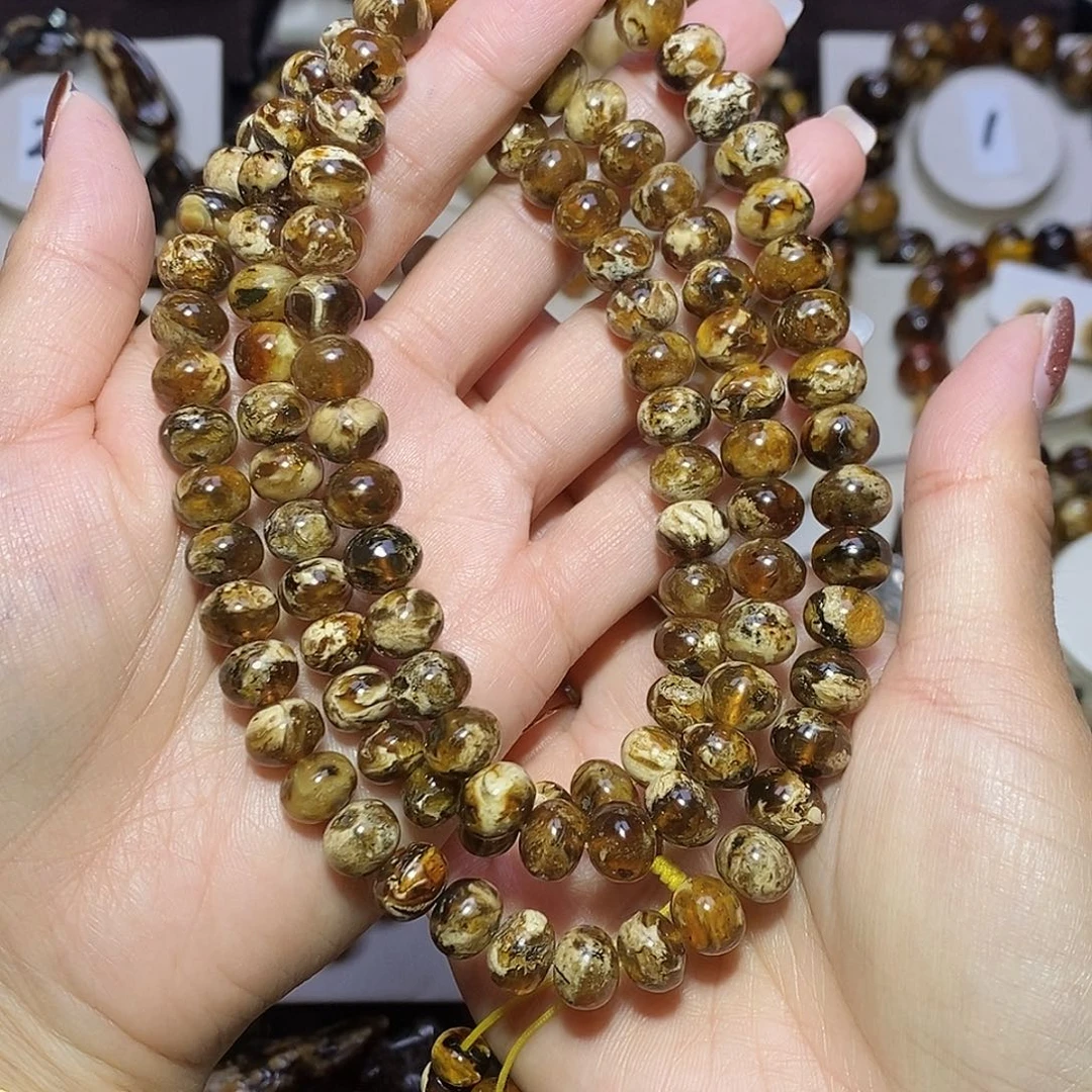 眉***师琥珀未镶嵌裸石蜡花溶洞9+