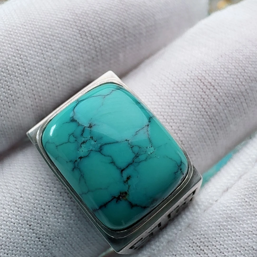 绿松石银S925镶嵌戒指