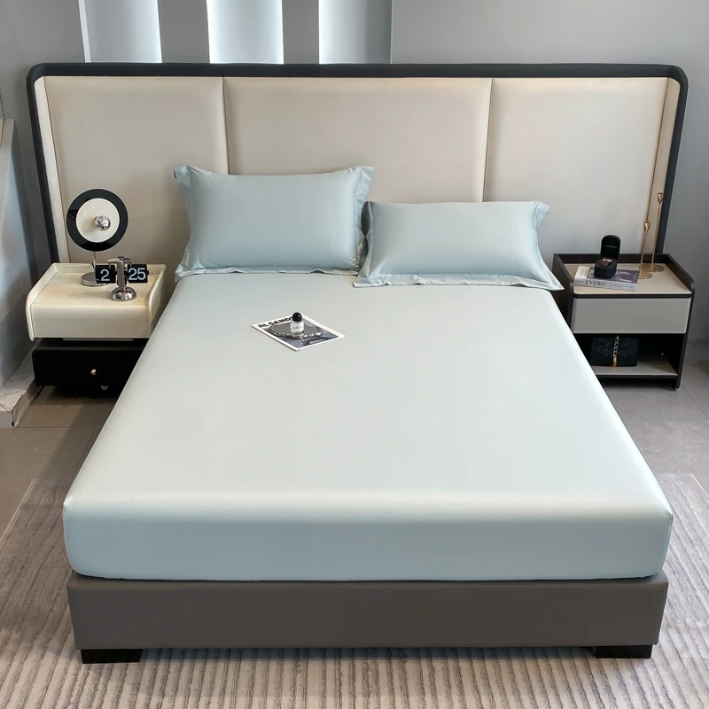 全棉50S双股100支床笠轻奢纯色床笠保护罩床套罩防滑床透气床罩