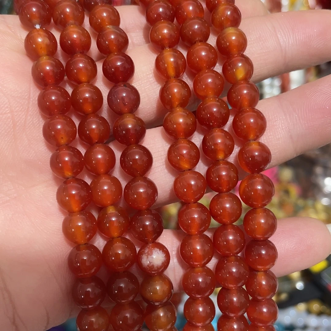 玛瑙/玉髓合金珠宝半成品天然红玛瑙2条装卡8