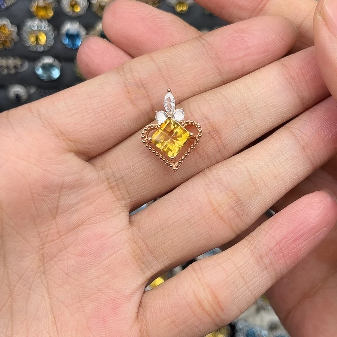 颈饰黄晶银S925镶嵌