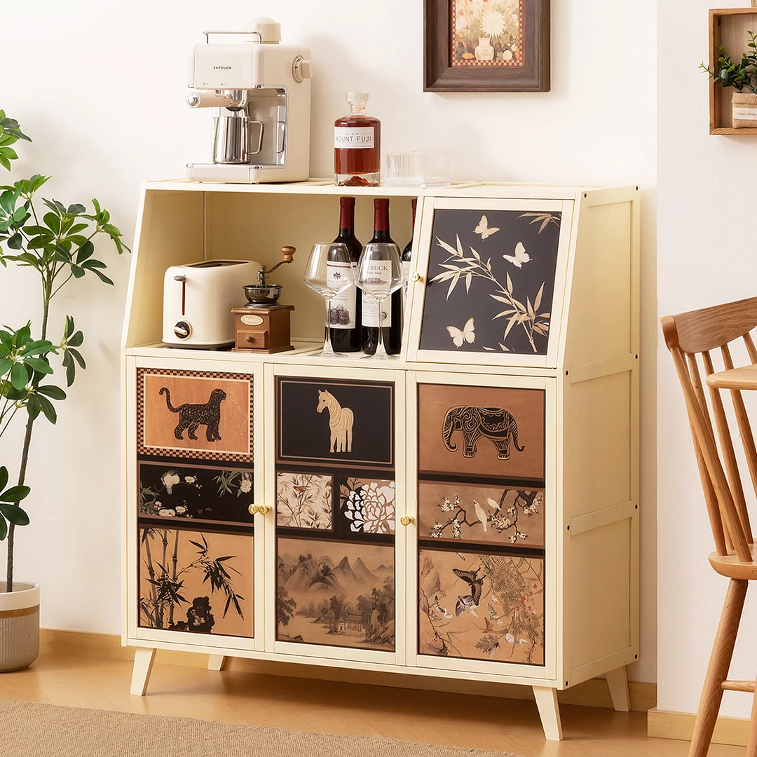 厨房多功能置物架子2025新款落地收纳架多层微波炉餐边柜碗碟家用