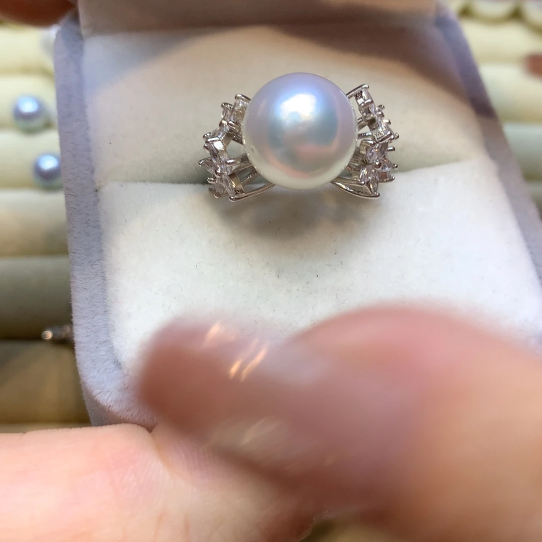 银S925镶嵌戒指海水珍珠