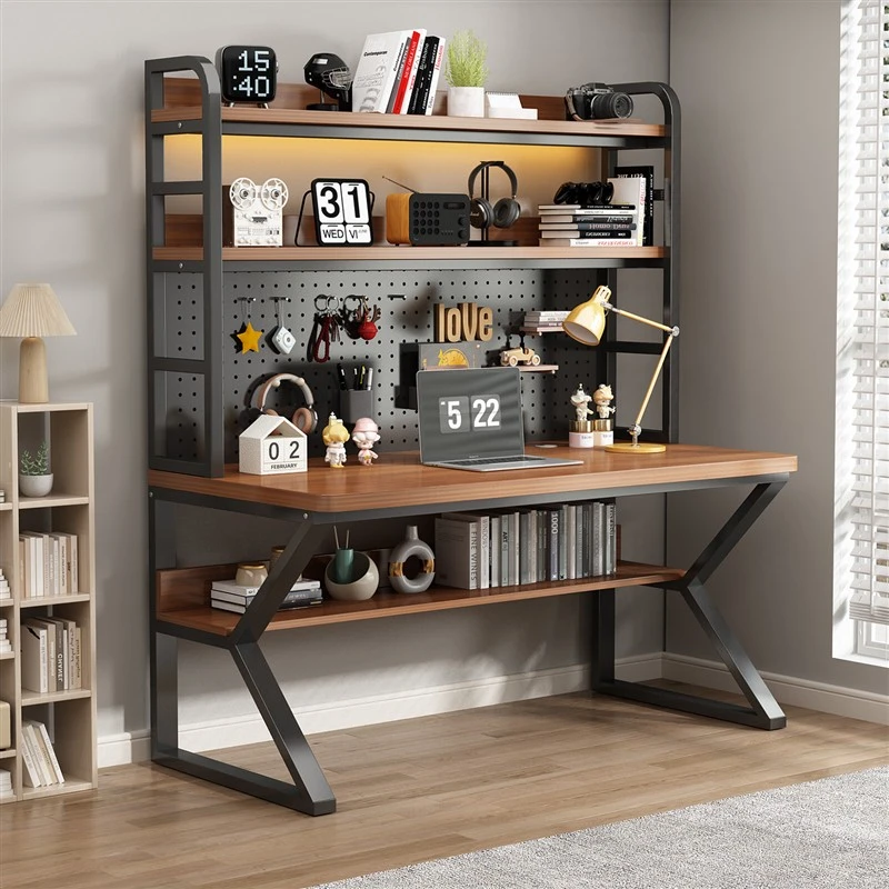 电脑桌书桌书架一体台式办公桌家用卧室学生学习桌小户型写字桌子