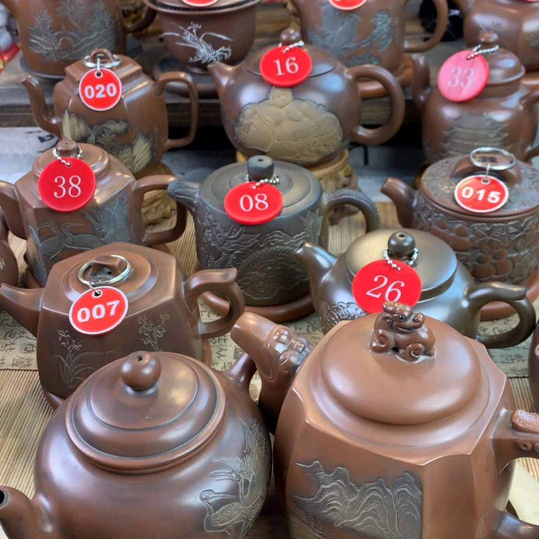 二*子坭兴陶手工刻绘壶