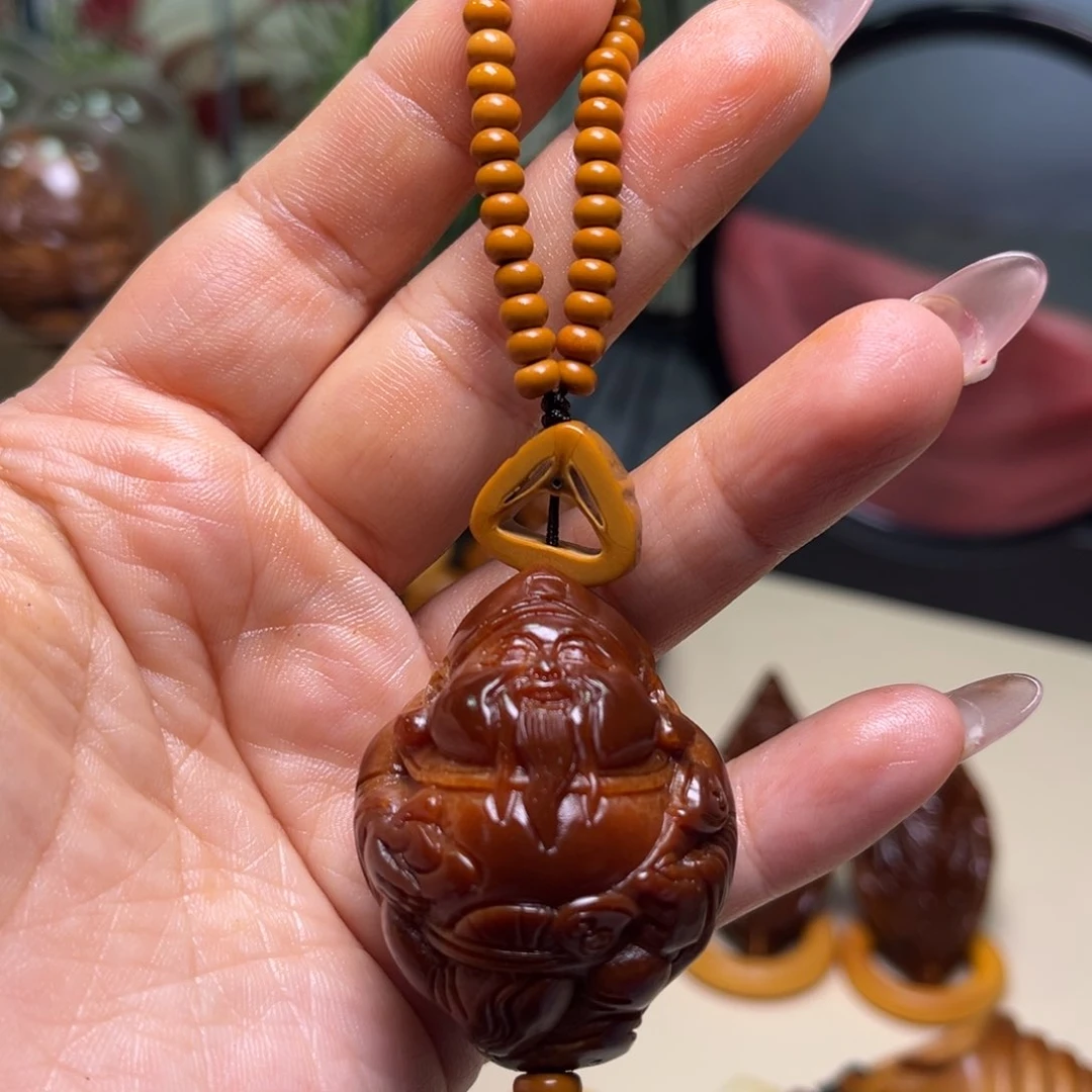 橄榄核手串/手链玉化财神富贵脸链子一套