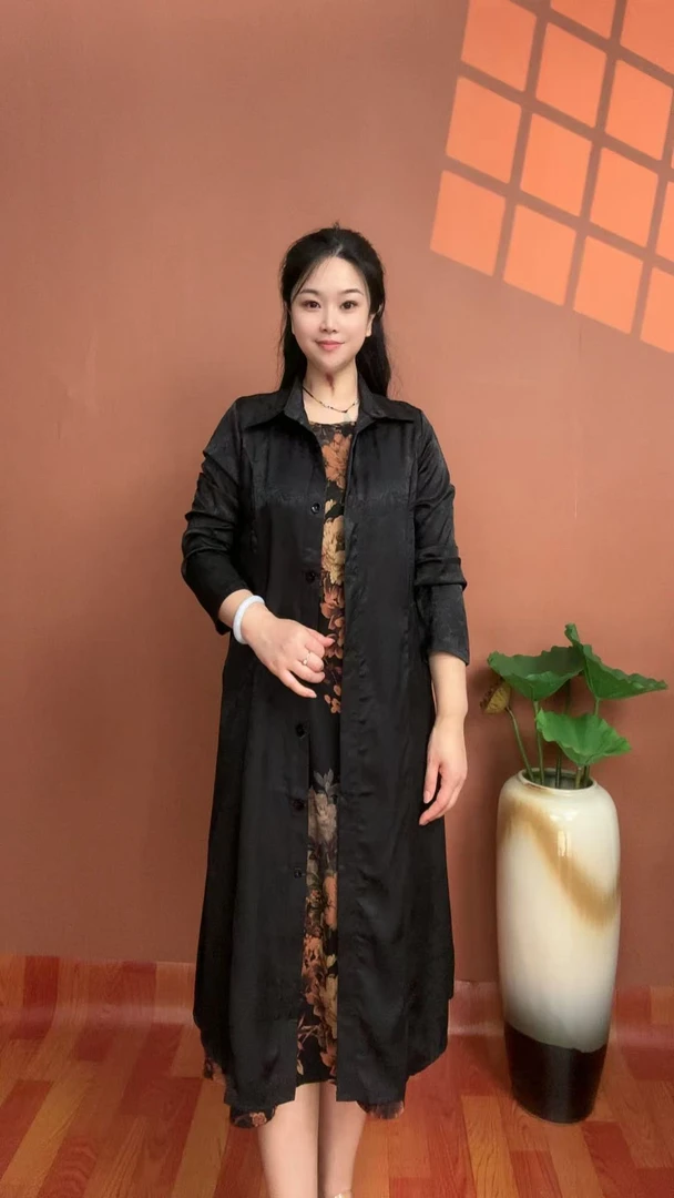 （黑色）2025新款设计师薄款中长款风衣外套时尚洋气百搭