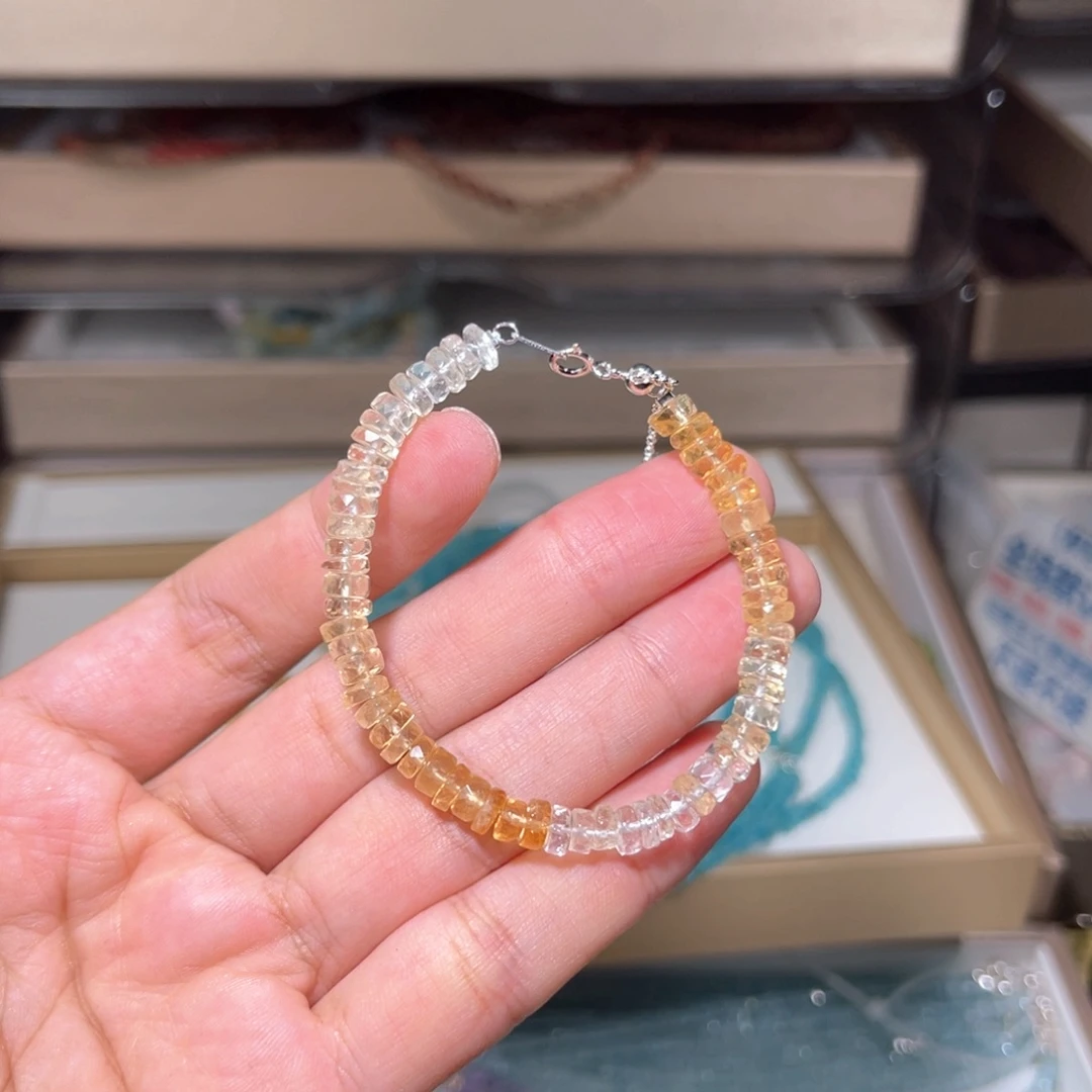 手链银S925镶嵌水晶黄水晶044