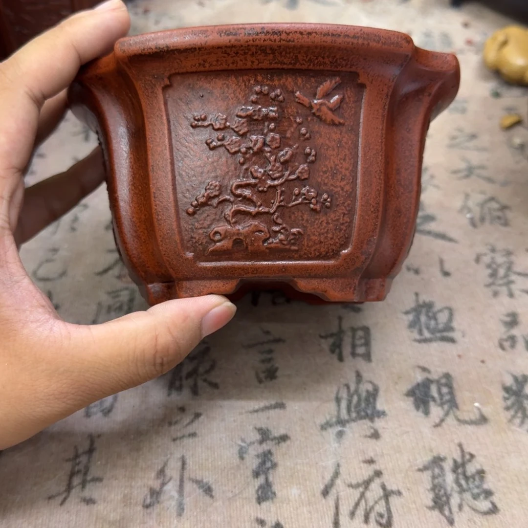 紫砂花盆14x7.5内经紫砂花盆