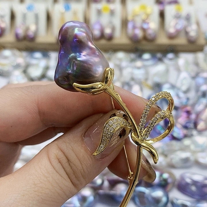 银S925镶嵌耳饰淡水珍珠