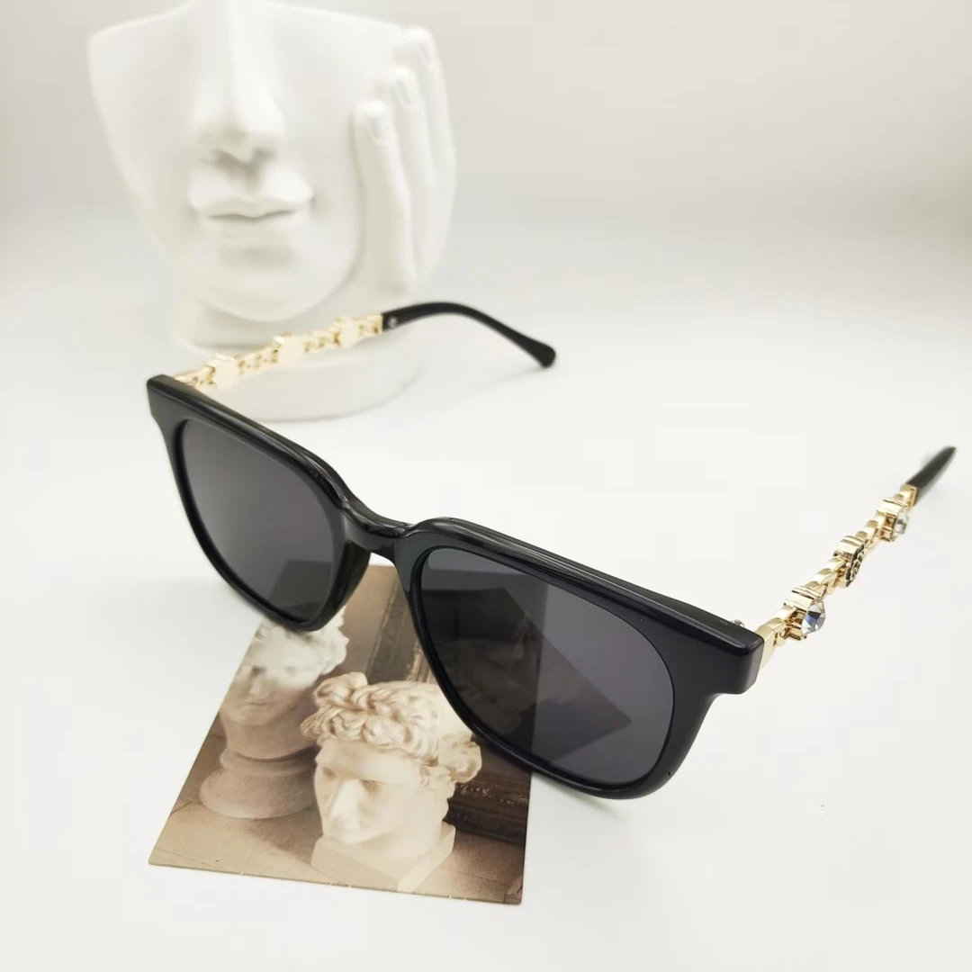 【3086】黑色玫瑰金框墨镜复古显脸小太阳镜遮阳欧美风
