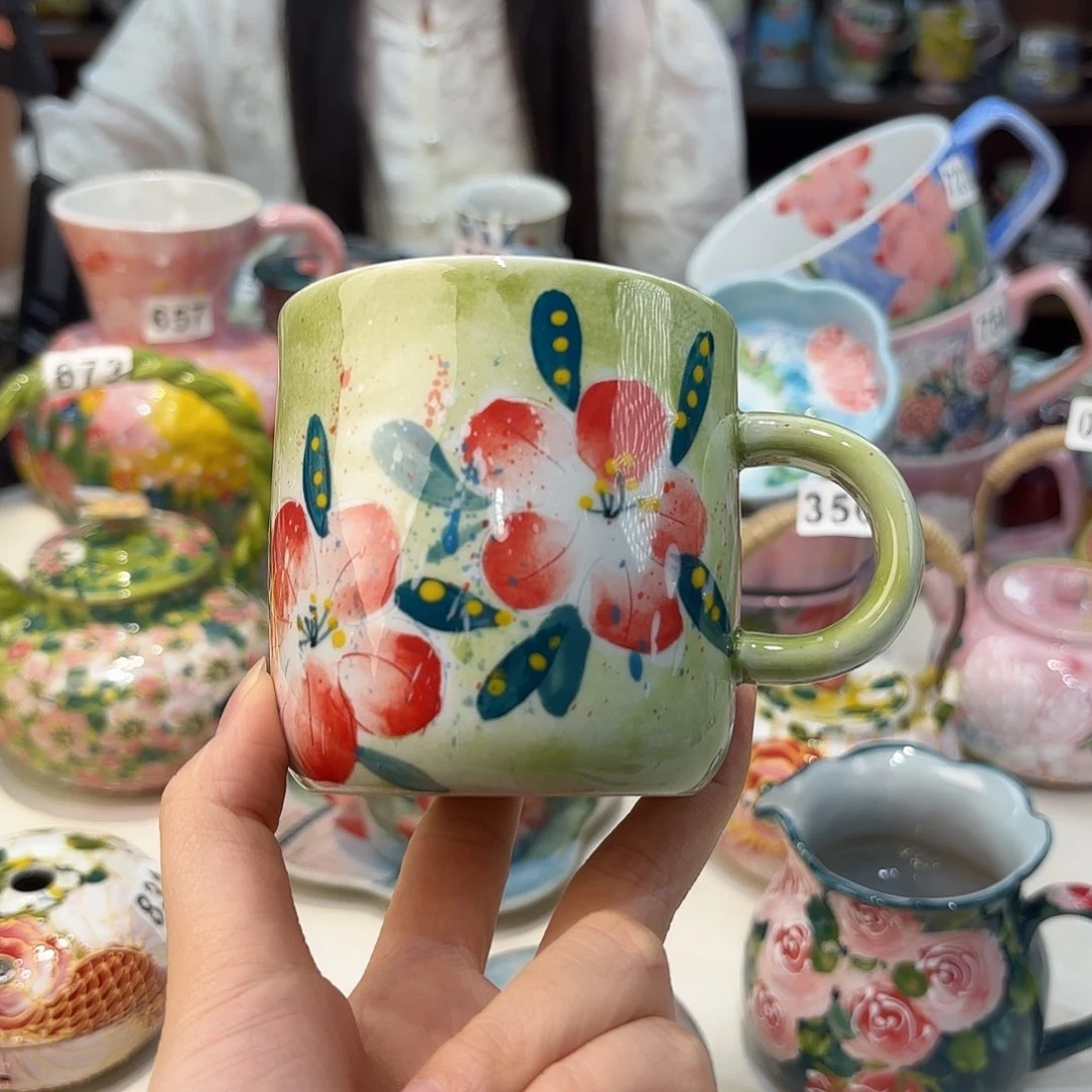 瓷片景德镇手绘高温釉下彩陶瓷茶具