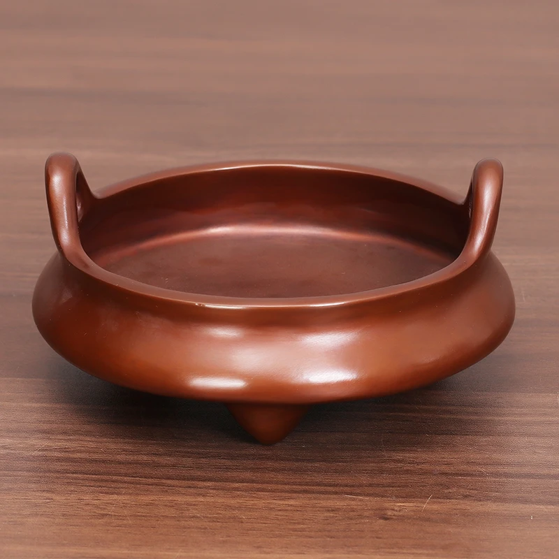 紫铜珍玩冲耳炉全铜三足冲耳炉室内家用紫铜香炉