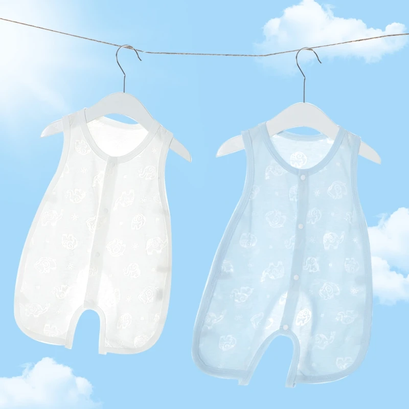 【清凉一夏】婴儿护肚琵琶衣夏季女宝开裆连体衣男新生儿夏无袖哈衣