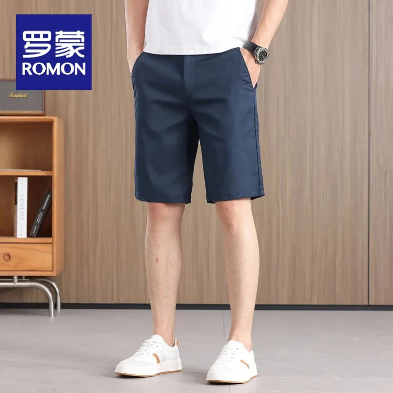 罗蒙弹力松紧腰【总裁短裤】夏季薄款莱赛尔抗皱透气男士五分