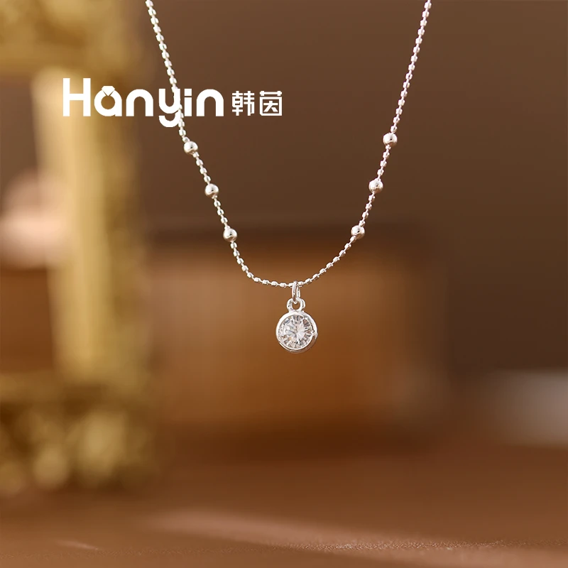 铜合金项链 2mm米珠简约气质时尚百搭白色泡泡项链ins