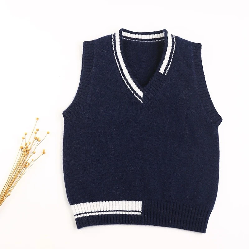 儿童纯山羊绒背心男童双股线毛衣马甲宝宝坎肩韩版时尚保暖  V领