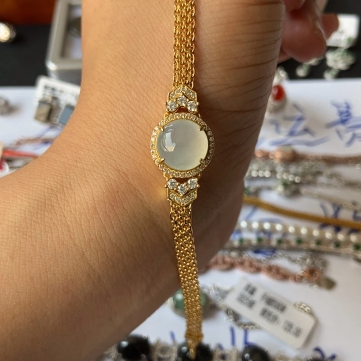 翡翠手链银S925镶嵌手链