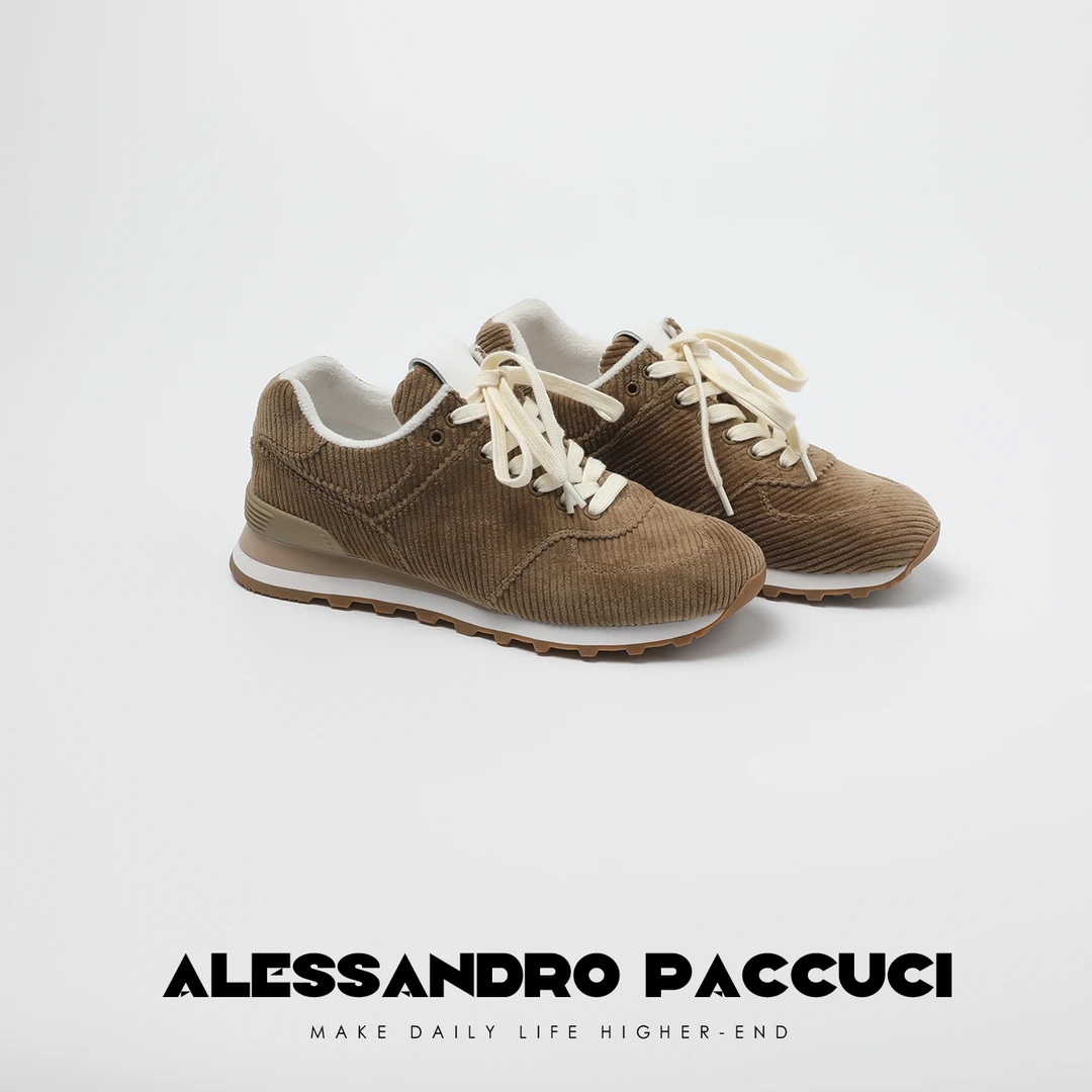 AP洛哥25146X 毛毛感灯芯绒系带美拉德色系时尚运动休闲鞋百搭