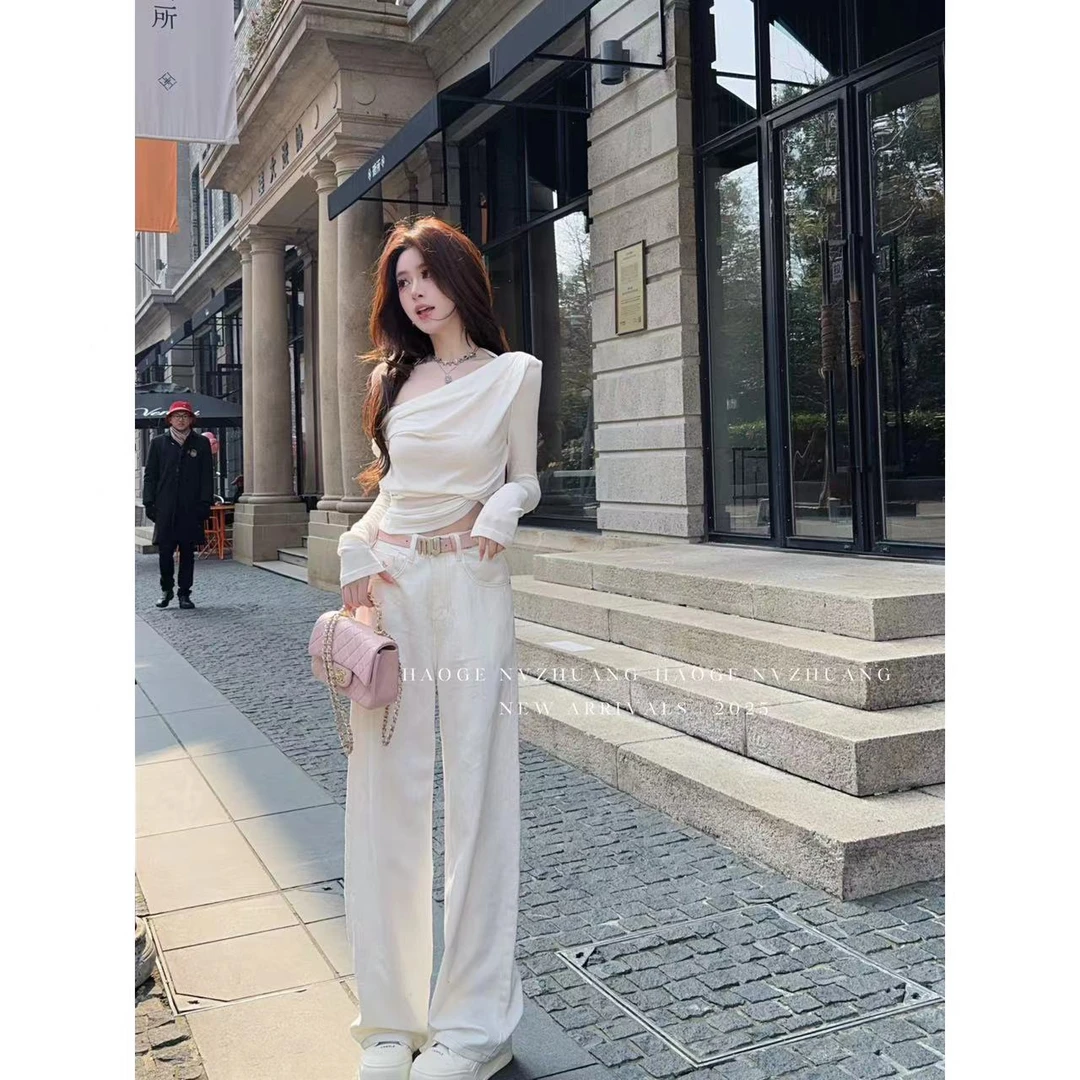 西恩定制●老花裤C5NZK0170A牛仔裤显瘦时尚休闲夏季设计感垂感裤